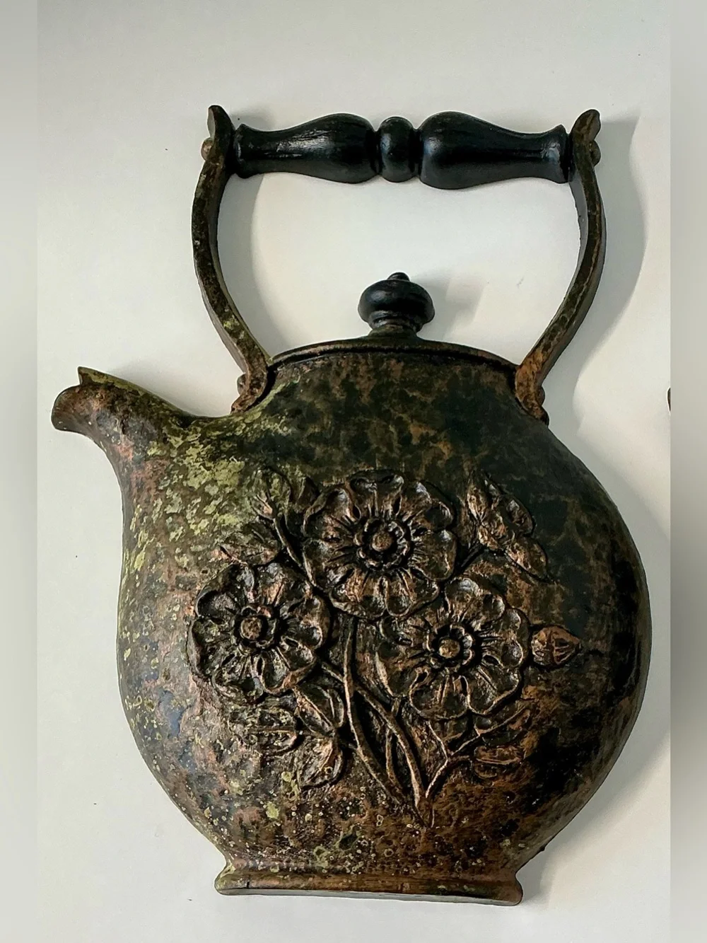 Decorative Floral Copper-Tone Teapot Set - Rustic Home Kitchen Accent